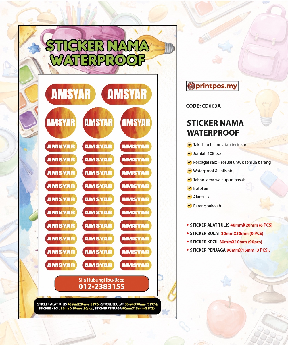 STICKER NAMA WATERPROOF - Image 5