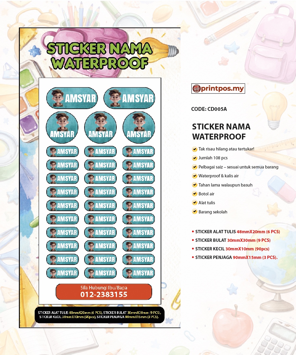 STICKER NAMA WATERPROOF - Image 6